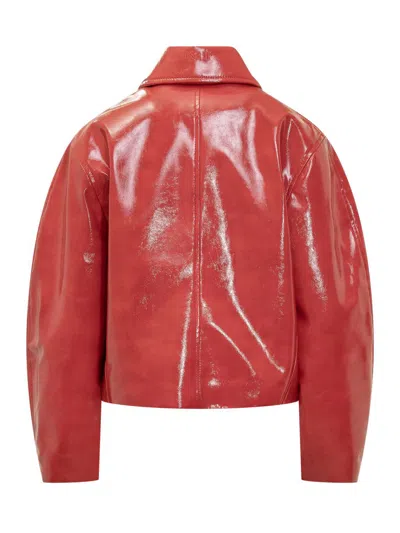 Msgm Cropped Jacket Scarlet In Red