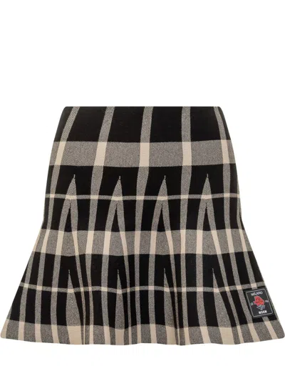 Msgm Viscose Blend Knitted Mini Skirt In Black