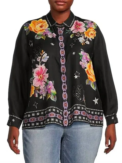 Johnny Was Women's Rosalynda Button Down Shirt Plus In Kasumi (black)