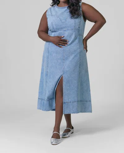 Tanya Taylor Marion Midi Dress - Plus Size In True Blue Acid Indigo