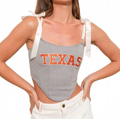 Pretty Garbage Texas Ribbon Corset Top In Grey