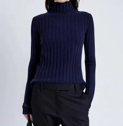 Proenza Schouler Haven Sweater In Midweight Cashmere Rib In Navy In Blue