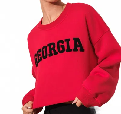 Pretty Garbage Georgia Cropped Crewneck Sweatshirt In Red