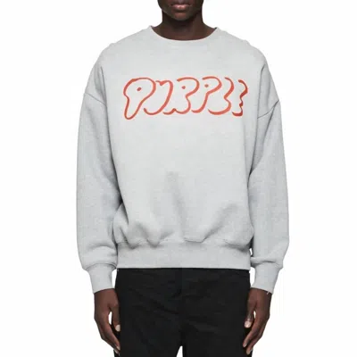 Purple Brand Outline Heavyweight Fleece Crewneck Sweatshirt In Heather Grey In Gray
