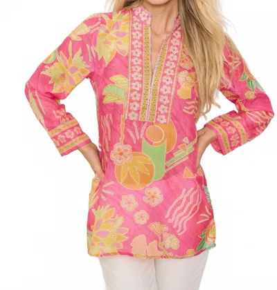 Bella Tu Darcy Side Slit Tunic In Bahama Print