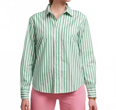 Frances Valentine Perfect Button Down Top In Green Stripe In Green