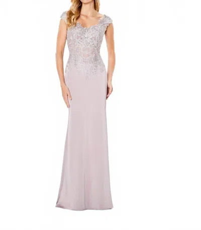 Montage By Mon Cheri Sheath V-neckline Formal Gown In Mink