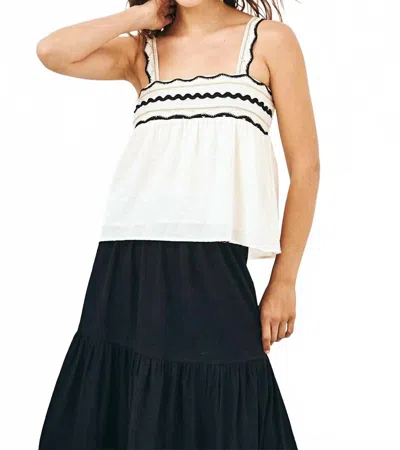 Nekane Cotton Top With Lace Straps In Ivory In White