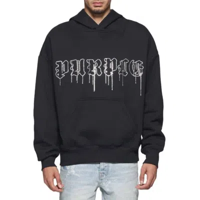 Purple Brand Crystal Gothic Drip Heavyweight Fleece Hoodie In Black In Black