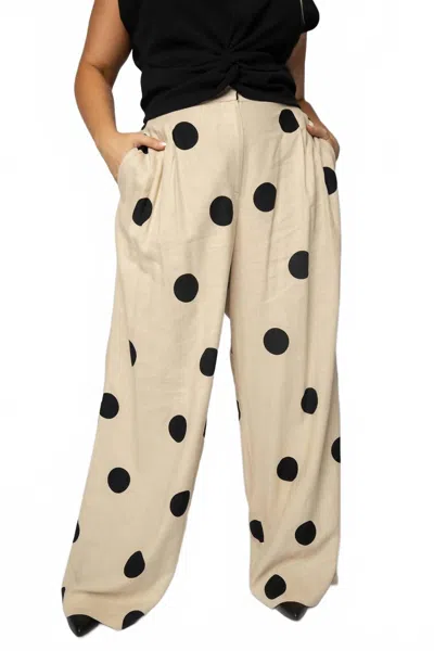 Tanya Taylor Kenia Wide-leg Pant - Plus Size In Cream With Black Dots