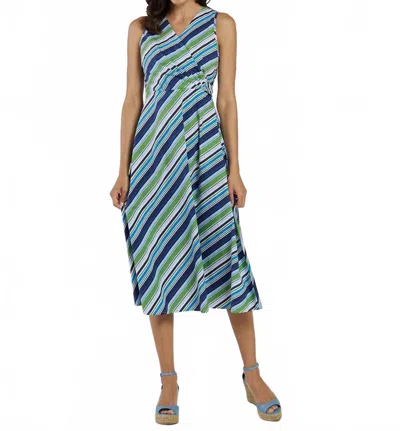 Jude Connally Easton Wrap Midi Dress In Umbrella Stripe Navy