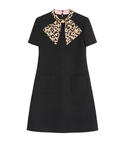 Valentino Wool-silk Leopard-tie Mini Dress