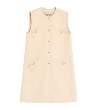 Valentino Wool-cashmere Vgold Sleeveless Coat In Neutral