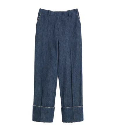 Valentino Chambray Denim Trousers Woman Blue 40 In Blue