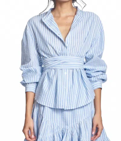 Corey Lynn Calter Big Sky Long Sleeve Shirt In Blue Stripe