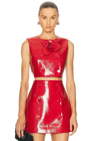 Aknvas Edie Vegan Leather Top In Red