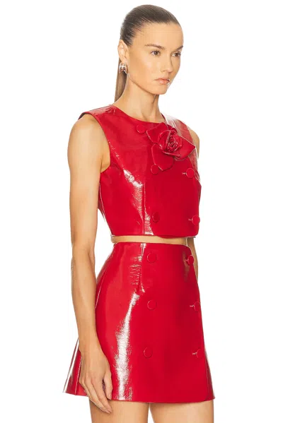 Aknvas Edie Vegan Leather Top In Red
