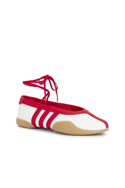 Adidas Originals Taekwondo Mei Leather Ballerina Shoes Contrast Trim In Red