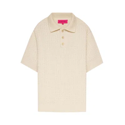 Pre-owned The Elder Statesman Nora Lite Check Polo 'natural' | Cream | Men's Size Xs
