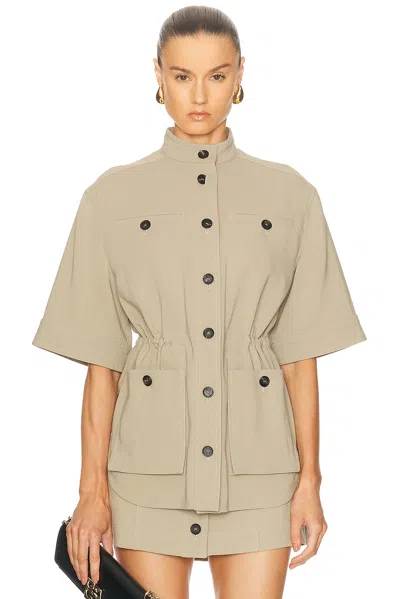 Ferragamo Longline Cotton-blend Utility Jacket In Brown