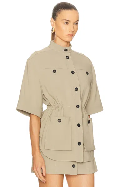 Ferragamo Longline Cotton-blend Utility Jacket In Brown