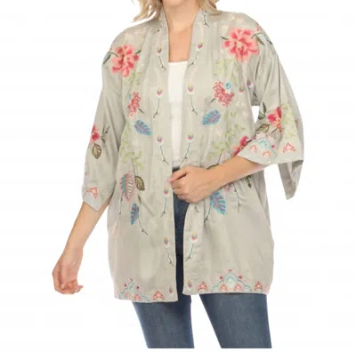 Johnny Was Emika Embroidered Kimono Top In Sand In Gold