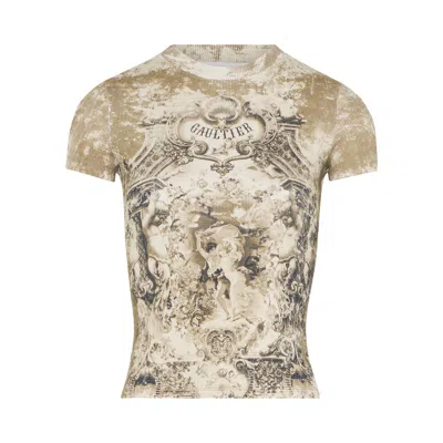 Pre-owned Jean Paul Gaultier Médaillon Knit T-shirt 'light Beige/taupe' | Tan | Women's Size S In Brown