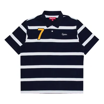 Pre-owned Supreme Cursive Polo 'navy Stripe' | Blue | Men's Size S