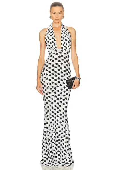 Norma Kamali Cross Halter Fishtail Gown