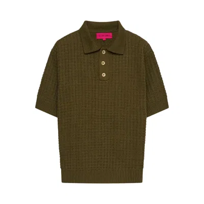 Pre-owned The Elder Statesman Nora Lite Check Polo 'kelp' | Green | Men's Size S