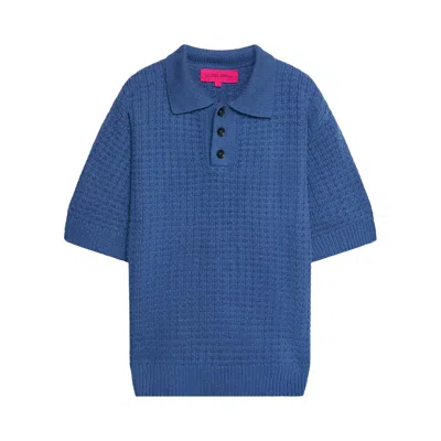 Pre-owned The Elder Statesman Nora Lite Check Polo 'new Blue' | Men's Size Xs