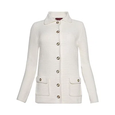 Pre-owned Gucci Fine Crochet Cardigan 'white' | Women's Size S