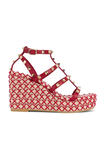 Valentino Rockstud Torchon Espadrilla Wedge
