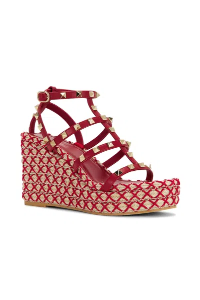 Valentino Rockstud Torchon Espadrilla Wedge
