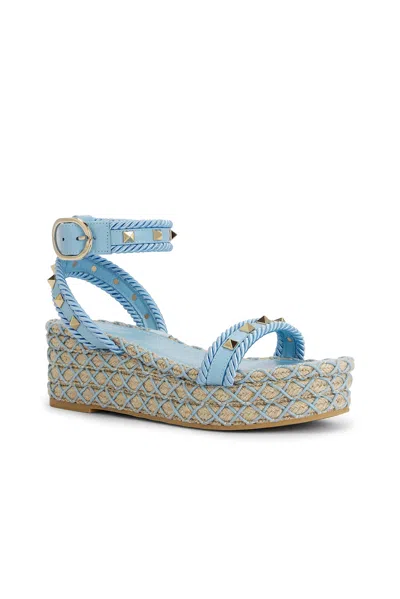 Valentino Rockstud Torchon Flatform Espadrilla Sandal