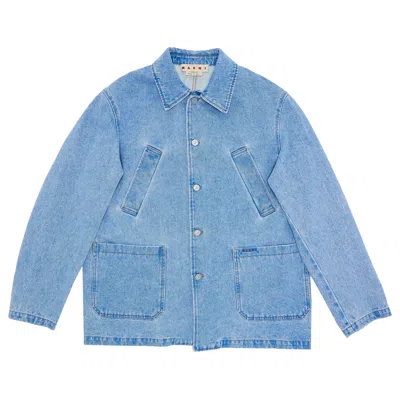Pre-owned Marni Bleached Coated Denim Jacket 'cobalt' | Blue | Men's Size 50