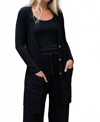 Yala Leslie Long Sleeve Oversize Bamboo Cardigan In Black