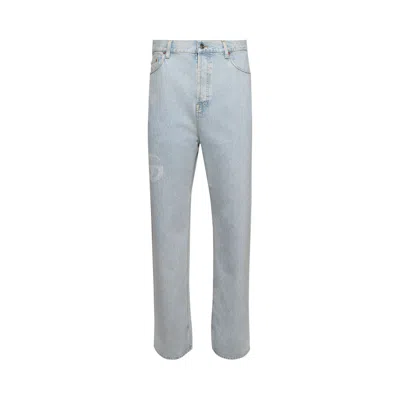 Pre-owned Gucci Baggy Fit Bleached Jeans 'turquoise Blue' | Men's Size 30