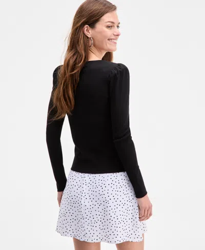 On 34th Women's Square-neck Puff-sleeve Top, Exclusively At Macy's In Black