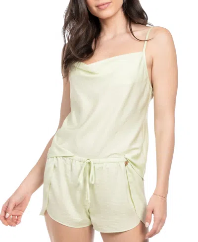 Midnight Bakery Satin Camisole & Tap Shorts Pajamas In Green