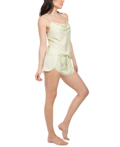 Midnight Bakery Satin Camisole & Tap Shorts Pajamas In Green