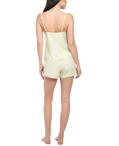 Midnight Bakery Satin Camisole & Tap Shorts Pajamas In Green