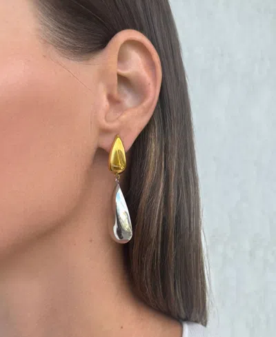 Adornia 14k Gold And Silver Plated Mixed Metal Teardrop Drop Earrings