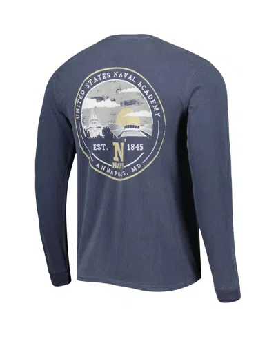 Image One Men's Navy Navy Midshipmen Circle Campus Scene Long Sleeve T-shirt In Blue