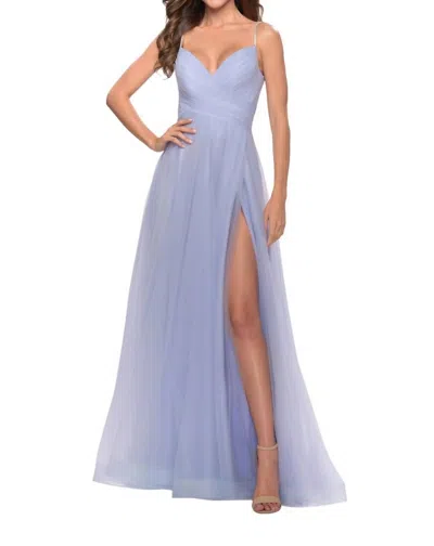 La Femme Tulle A-line Gown In Lilac Mist