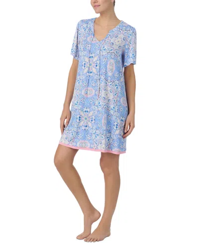 Ellen Tracy Women's Printed Flutter-sleeve Sleep Tunic