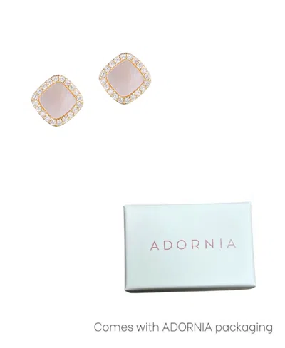 Adornia 14k Gold Plated Cushion-shaped Mother Of Pearl Cz Halo Stud Earrings
