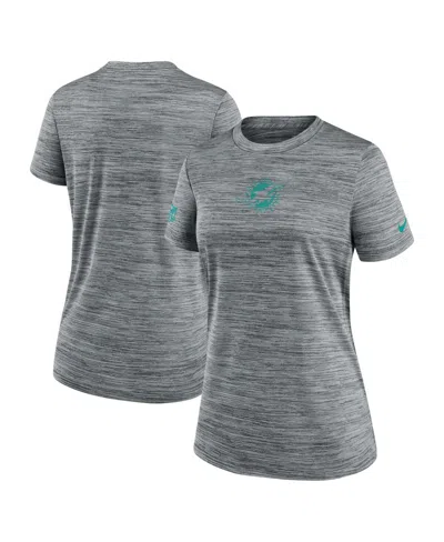 Nike Women's Gray Miami Dolphins Sideline Velocity Performance T-shirt