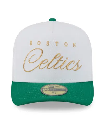 New Era Men's White/kelly Green Boston Celtics 2025 Nba Draft A-frame 59fifty Fitted Hat