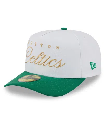 New Era Men's White/kelly Green Boston Celtics 2025 Nba Draft A-frame 59fifty Fitted Hat